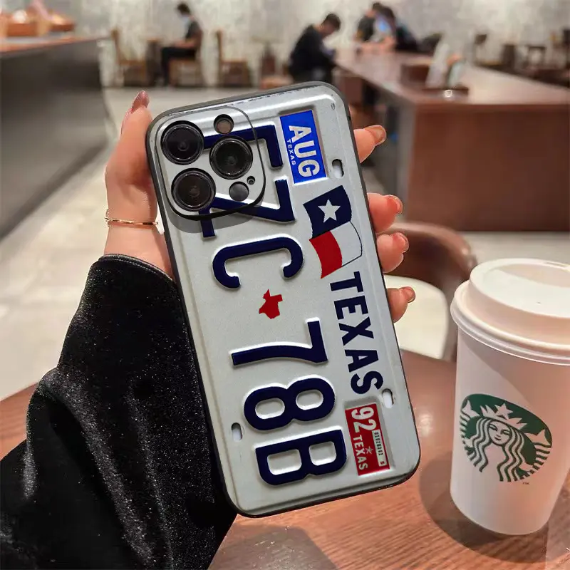 1 pc Retro Vintage License Plate TPU Smartphone Casing - Shockproof, Non-Slip Handheld Protection for iPhone 17/17E/16/15/14/13/12/11 Pro Max/Mini/SE/7/8 Plus, Mobile Phone Accessories