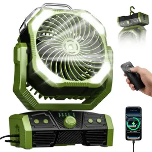 Minthouz 30000 mAh Rechargeable Camping Fan with Mist & Light, 3-in-1 Compact Camping Fan with Strong and Cooling Airflow, Hang&Stand, 50H runtime, Timer, Desk Fan for Patio, Tent, Fishing,Indoor/Outdoor