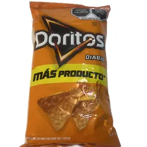 Doritos Diablo! Deliciously cheesy and Spicy! Box with 5 bags of 61 grams. Crunchy cheesy spicy snack candy wholesale