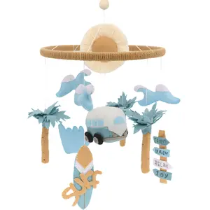 Surf Mobile for Crib Handmade Felt Nursery Decor Crib Mobile surf for Bassinet Baby Shower Newborn Baby Gift Beach Nursery Decor (Surf and Beach)