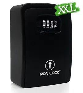Iron Lock XXL Key Lock Box with A B Switch for Indoor Outdoor Keys - Resettable Code Waterproof Wall Mount