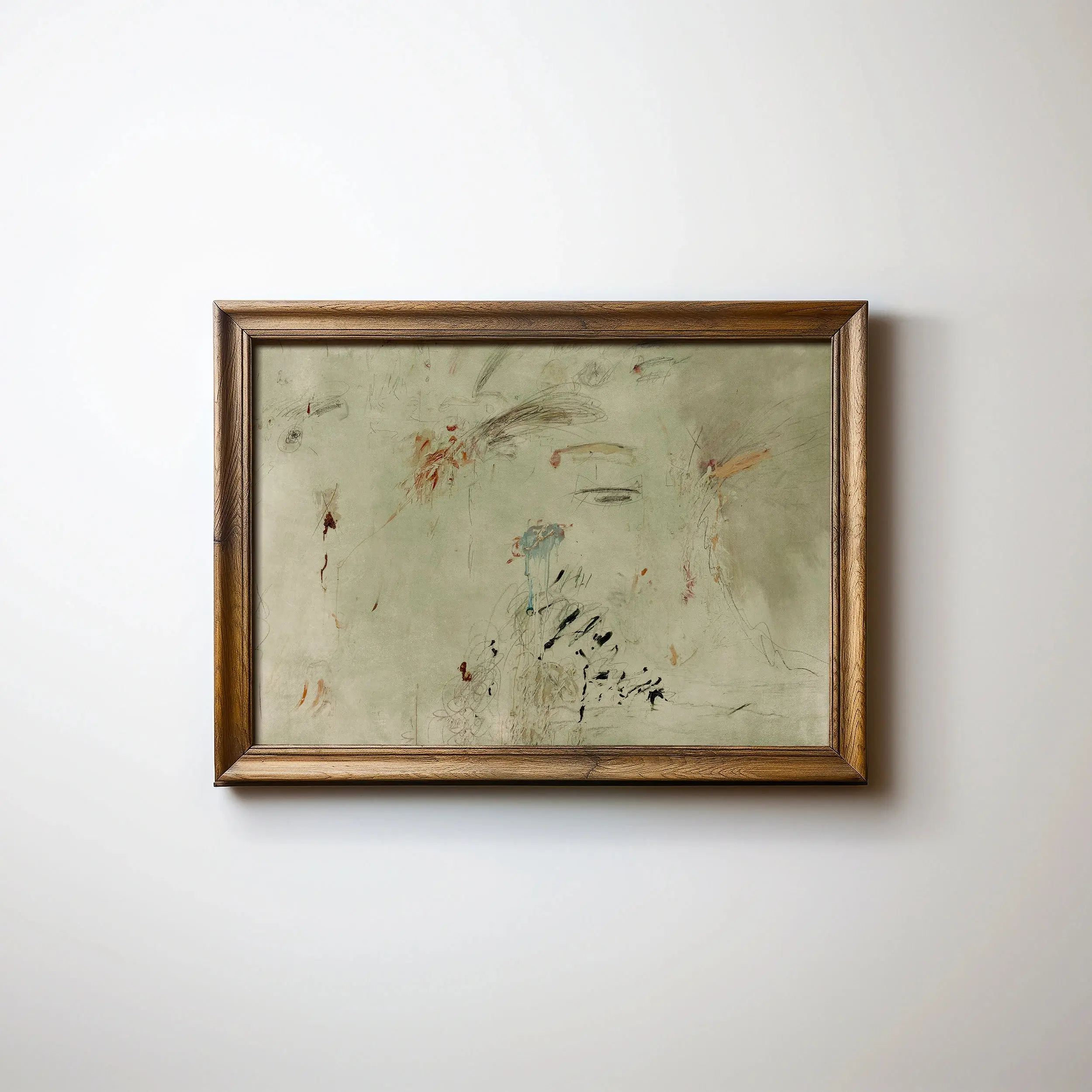 Sage Green Wall Art Extra Large Abstract Oil Painting for Cottagecore Decor