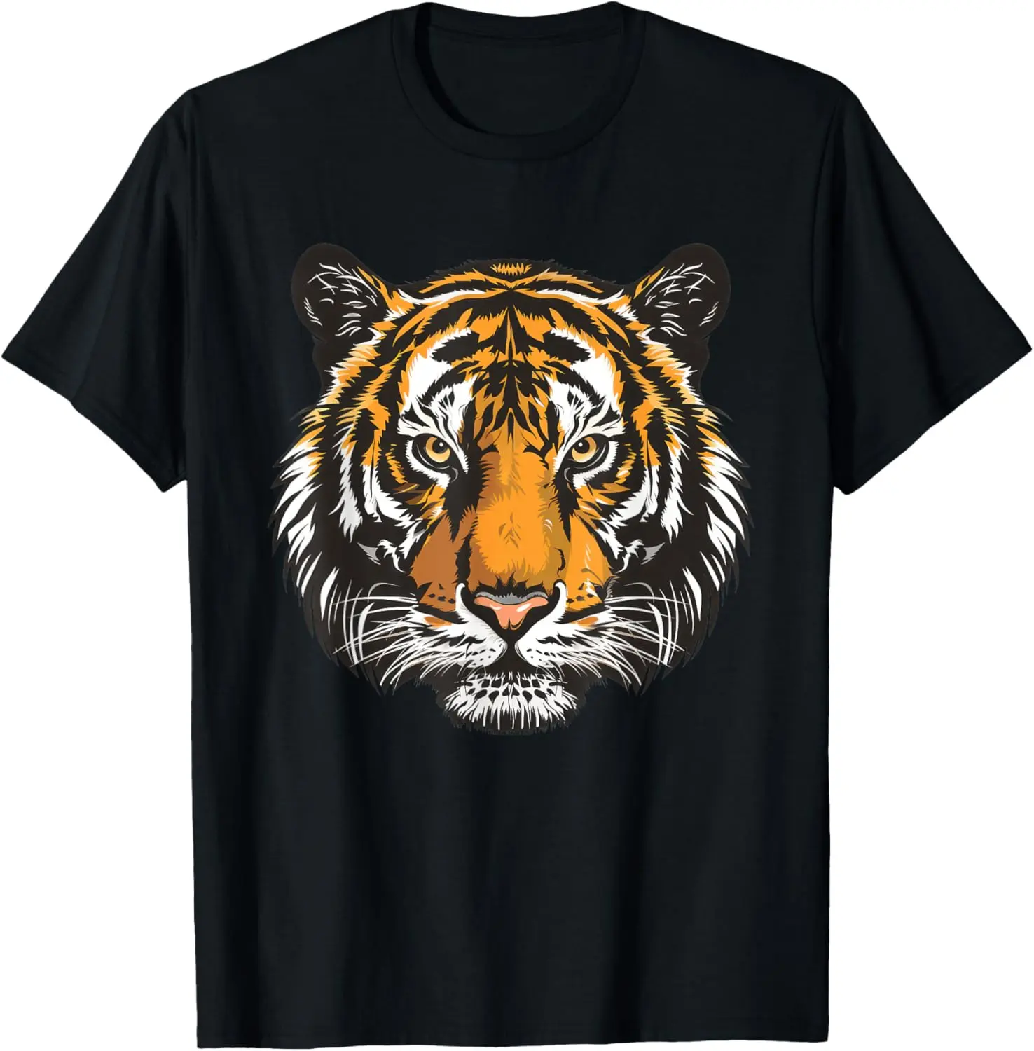 Casual Tiger Print Graphic T-Shirt for Men, 100% Cotton Regular Fit Shortsleeve Streetwear with Moisture Absorption, Tshirt, Menswear