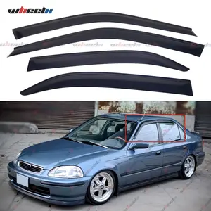 For 1996-2000 Honda Civic Sedan Window Deflectors - WheelX 4pcs Rain Sun Wind Guards Tape-On Side Vent Visors Shade Easy Install