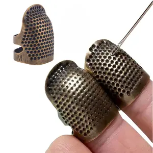 LMMAKE 4Pcs Sewing Thimble Metal Copper Adjustable Finger Protector Shield Ring for Quilting Craft DIY Sewing Tools