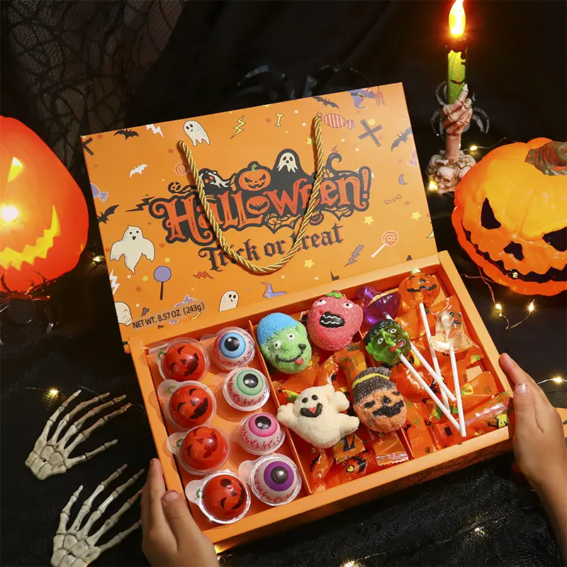Christmas Candy Gift Box Set 4D Lollipop Marshmallows Gummies Various Mixed Candies Party Favors Creative Ghost Pumpkin Bat High Appearance Snacks For Kids Children Besties Little Friends Boyfriends And Girlfriends Gift 8.57 Oz 33 Count Spooky Treats