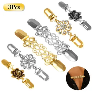 3Pcs Vintage Dress Clip Cincher Shirt Tightener Clip Cinch Clips Decorative Brooch Clip for Sweater Clothes Shawl Cardigan Fashion Accessory