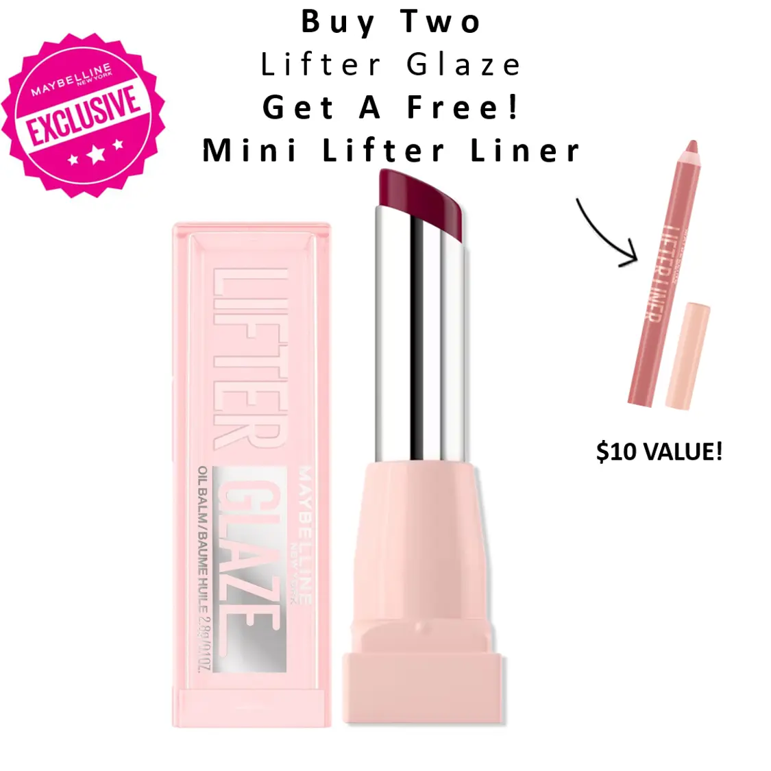 Lifter Glaze Oil Balm with Hyaluronic Acid and Hydrating Oil Blend, Lip Balm with 24HRs of Smooth, Buildable Color, Moisturizing Shine, Maybelline
