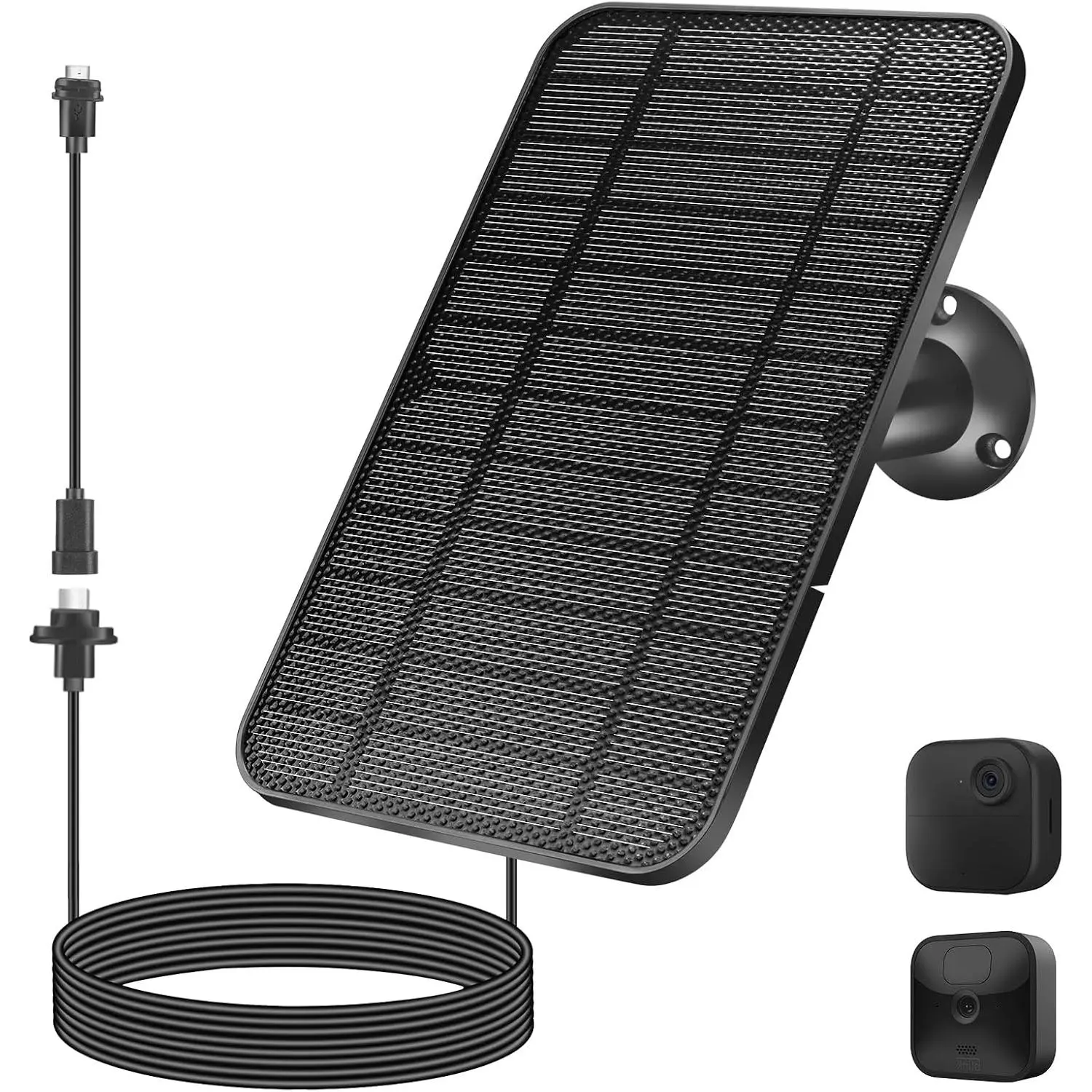 4W Solar Panel Charger for Blink Camera & Tracking Camera, IP65 Waterproof Black, 2600mAh Built-in Rechargeable Battery, 360 Rotating Bracket, 90 Adjustable Mount, Easy Carry, Continuous Charging for Backyard Trees, Chargers, Batteries, 4W Solar Panel Com