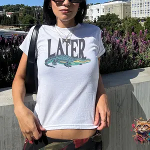 Later Gator Vintage 90s Y2K Baby Tee, Graphic Alligator Print, Retro Style Cropped T-Shirt, Funky Fashion Statement Shirt, Trendy Apparel