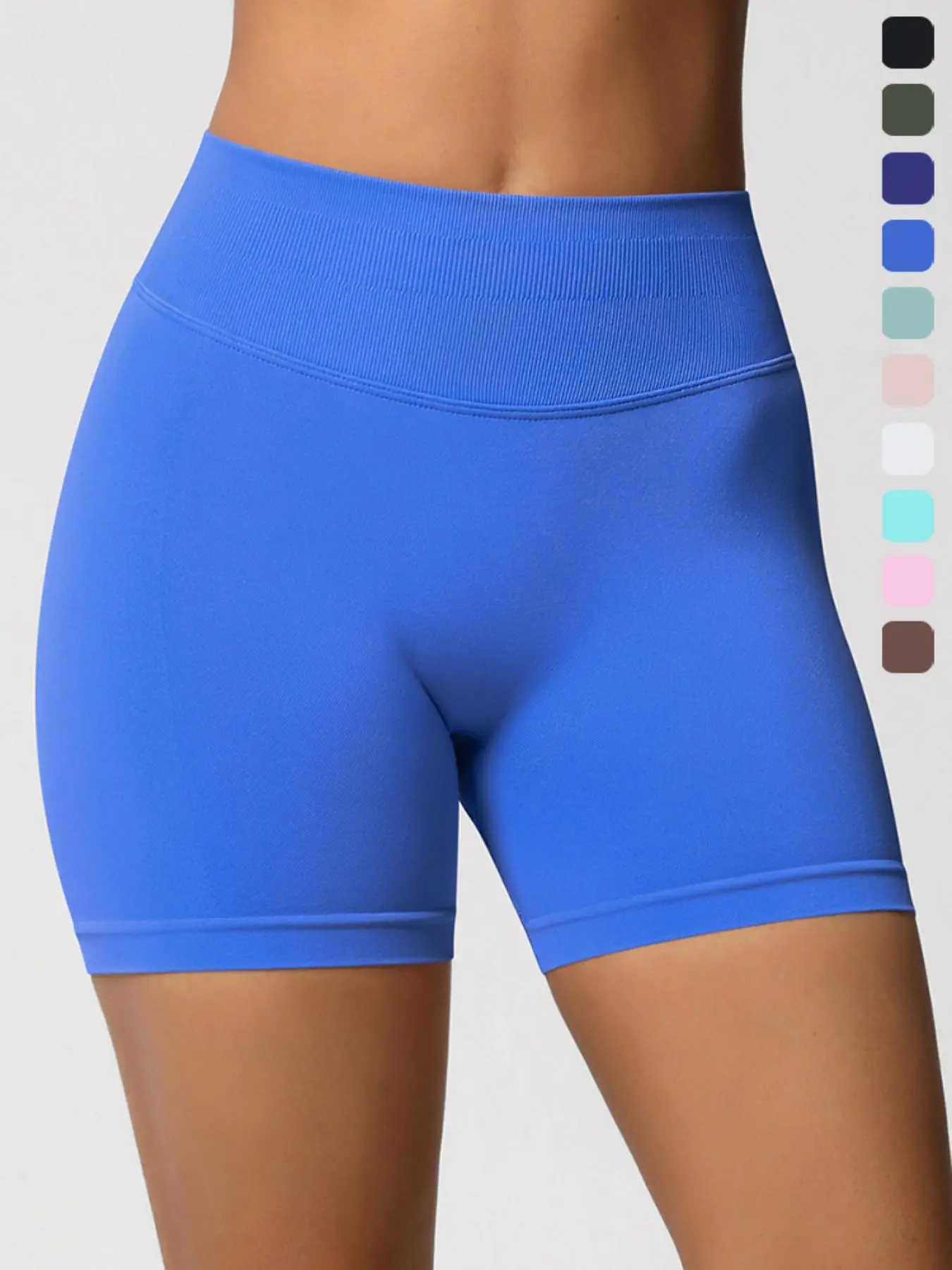 Women's Solid Color Seamless High Waist Gym Shorts, Athletic Shorts, Workout Exercise Shorts, Breathable Comfortable High Stretch Yoga Shorts, Gym Fitness Shorts, Ladies Sportswear for Indoor Outdoor Wear