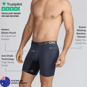 Step One Boxer Brief 3 Pack, Hidden Elastic Pouch, Anti-Chafe, Breathable Viscose Bamboo Fabric, Moisture-Wicking, UltraGlyde Panels, Ultra-Soft, Stretch, Indoor, Men's Underwear for All Seasons, Premium, Everyday Wear Fit, Athletic Activewear