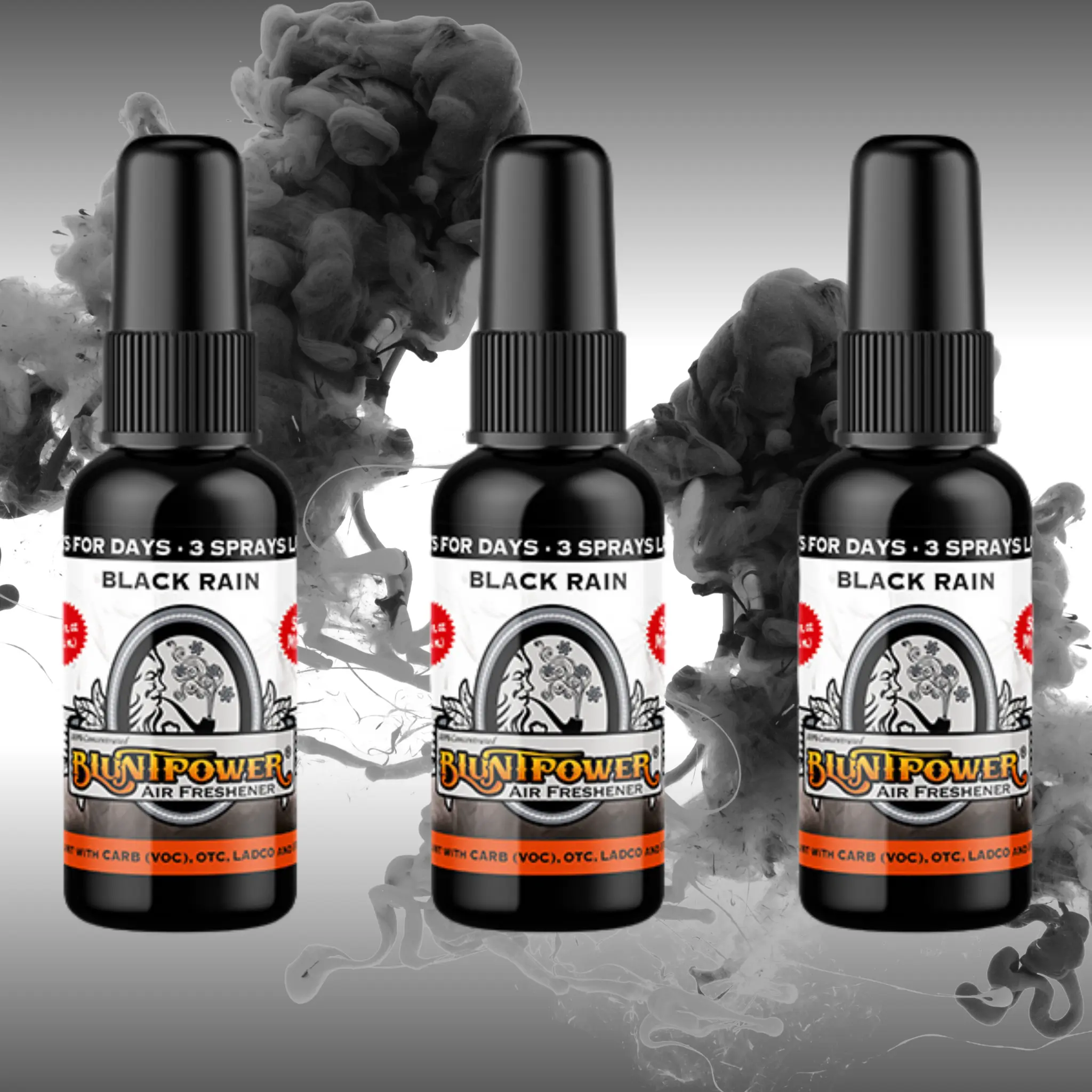 Black Rain Spray Air Freshener Bundle (3 Pack) Oil-Based Long-Lasting Formula