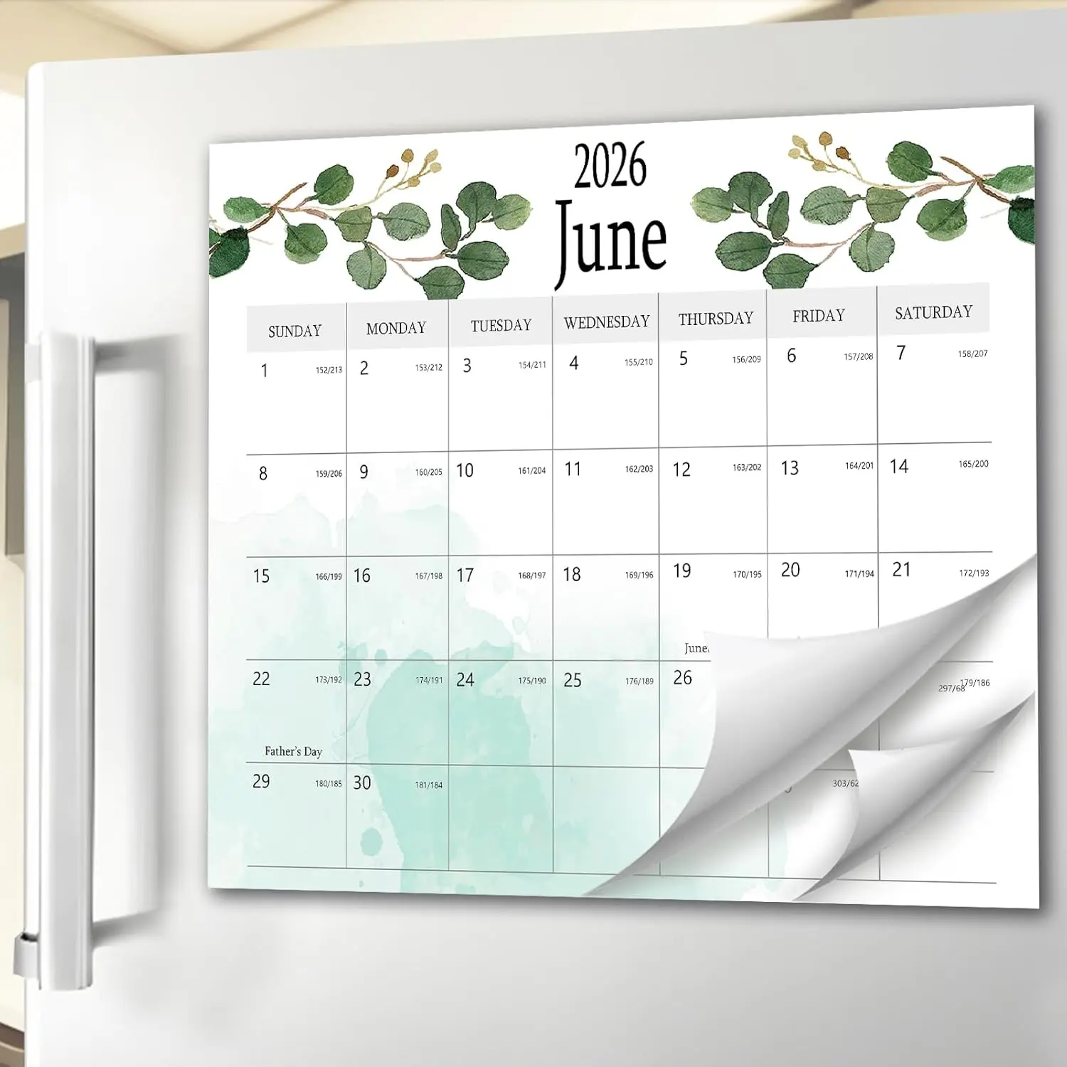 2025.12-2027.7 Greenery Design Refrigerator Calendar - Monthly Organizer for Productivity Boost, Runs Until July 2027, Aesthetic Office Stationery
