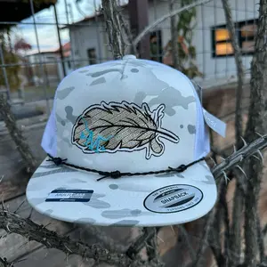 Marfa Hat Company Western Feather Hat with Camouflage Pattern and Adjustable Strap