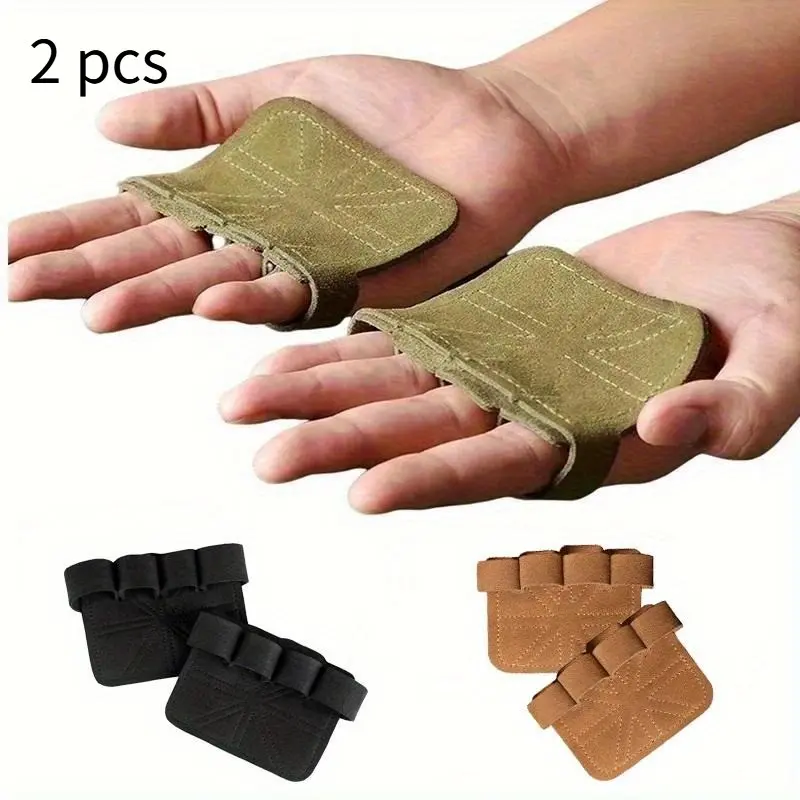 2pcs Leather Weight Lifting Training Gloves Palm Protection Women Men Fitness Sports Gymnastics Grips Pull Ups Weightlifting Workout Exercise Gloves Gloves for Gym
