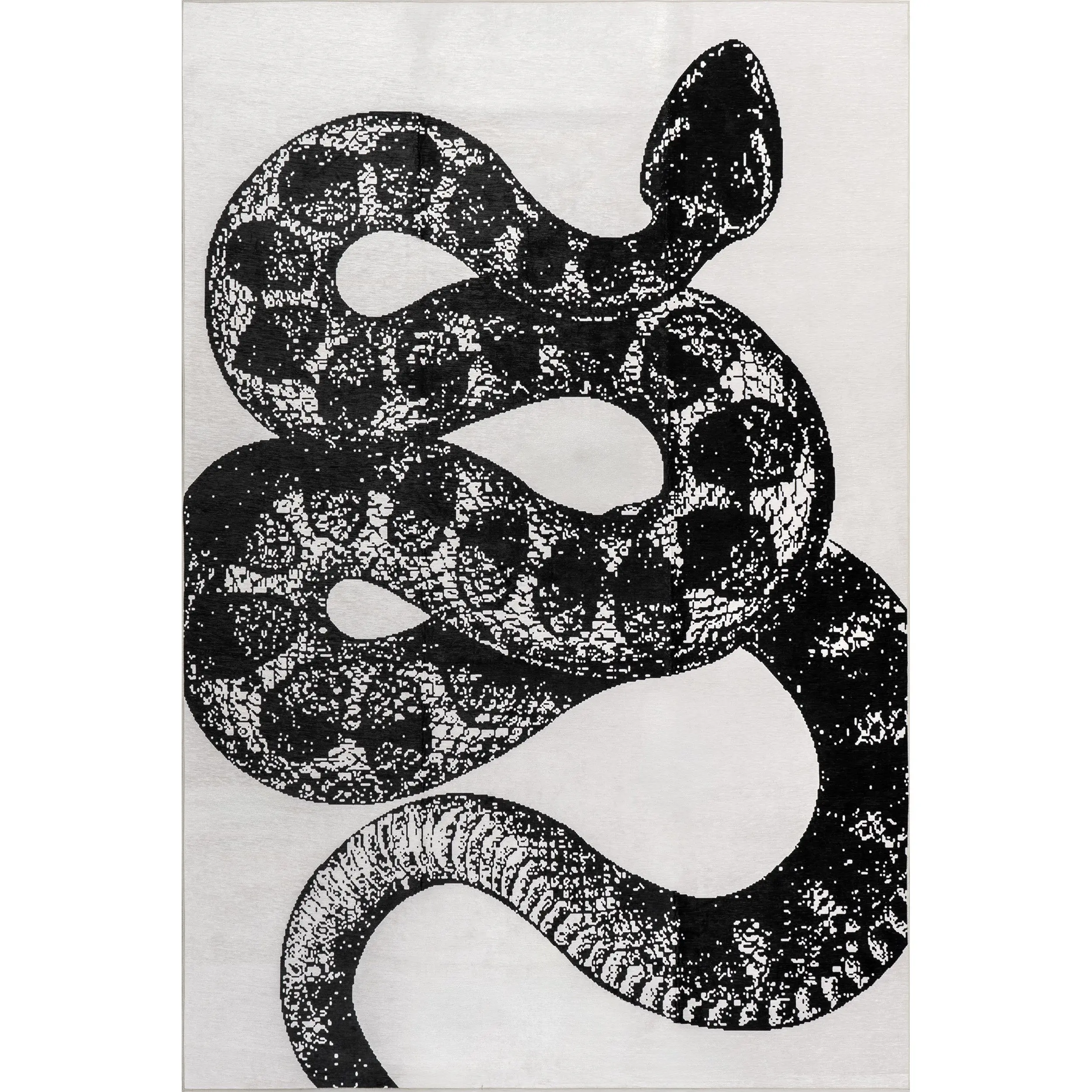 Nila SplashGuard Polyester Animal Print Area Rug - Modern Snake Pattern, Machine Washable, Ideal for Indoor Home Rooms, Animal Print Rug, Room Decor