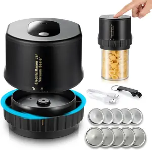 Electric Mason Jar Vacuum Sealer Kit for Regular & Wide Mouth Mason Jars Lids Canning Supplies Mason Jar Sealer with Can Opener Automatic Dry Canning Vacuum Sealer Machine for Food Saver Storage Black