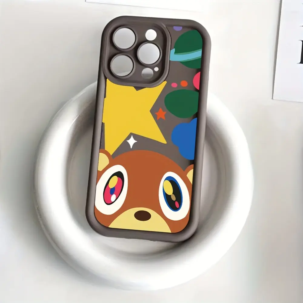 Personalized Kanye-Themed Cartoon Animal Colorful Smartphone Case - Waterproof TPU Soft Back, Shockproof Drop Protection, Resistance, Mobile Phone Accessories for iPhone 17/16/15/14/13/12/11 Pro Max Plus & Samsung Devices