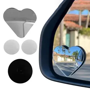 Heart Shaped Car Mirror Sticker, 360° Car Rearview Mirror Decal, Anti Glare & Anti Blind Zone Car Mirror Sticker, Car Exterior Accessories