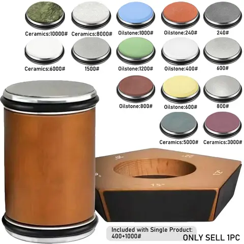 Rolling Knife Sharpener Kit, Wooden, Kitchenware, 2/4/5-Angle Rolling Sharpener Set, Features Diamond Abrasives for Steel of Any Hardness, Kitchen Sharpener Includes Magnetic Angles at 12°,15°,18°,20°, Plus Abrasive Disc Accessories