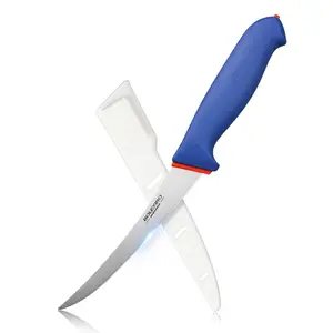 BOLEXINO 6 Inch Semi-Flexible Curved Boning Knife With Non-Slip Softgrip & Sharp Blade For Meat or Fish Deboning Filleting, X50CrMoV15 German Steel
