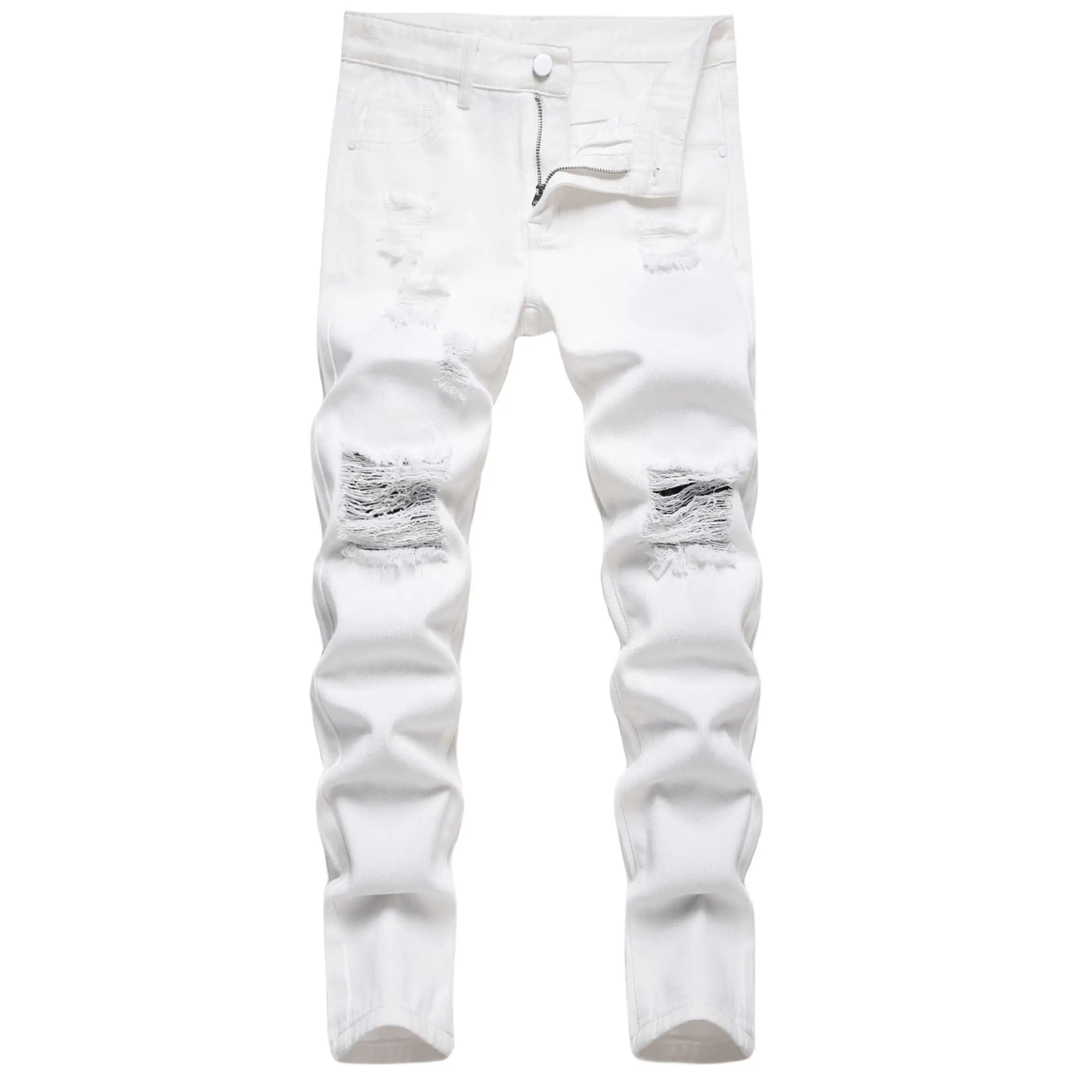 Boy's Solid Color Fashionable Skinny Pants - Ripped Distressed Destroyed Washed Denim Jeans