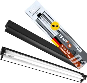 Upgraded T5 UVB Reptile Light, 10.0 UVB 24W  Made Fluorescent Lamp and Fixture Kit, for Desert-Dwelling Reptiles, Bearded Dragon UVB Lamp Bulb