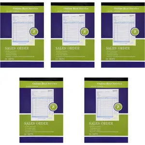 5 Pack Large Sales Order Book Receipt Invoice Duplicate Carbonless 50 Sets 5.9/16" X 8.7/16"