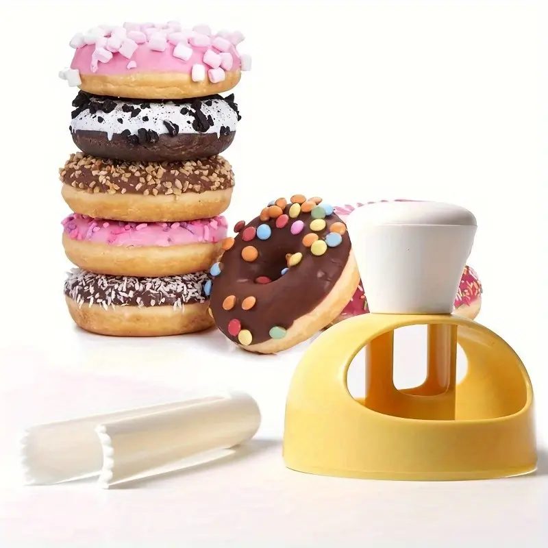 2pcs/set Plastic Donut Cutter With Dipping Plier, Doughnut Mould, Doughnut Maker, Non-Stick DIY Doughnut Baking Tools, Kitchen Gadget