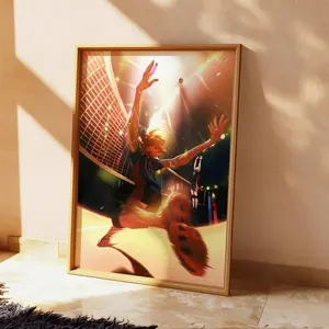 Anime Volleyball Poster, Dynamic Sports Anime Wall Art