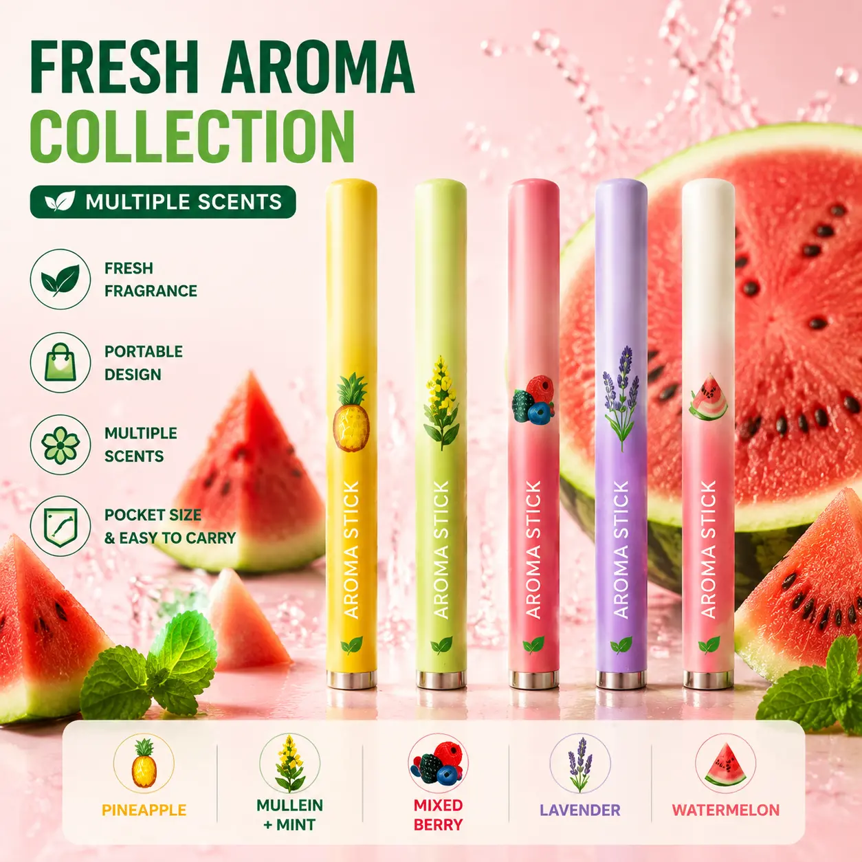 Portable Aroma Stick, Multi-Scent Personal Fragrance Accessory, Pocket Size Travel Scent Stick, Fresh Aroma Collection with Multiple Scents Available