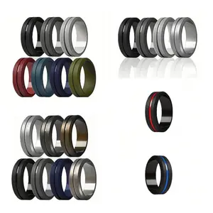 1/4/7pcs silicone wedding rings for men, suitable for engagement rings, outdoor sports, Valentine's Day jewelry gifts, anniversary