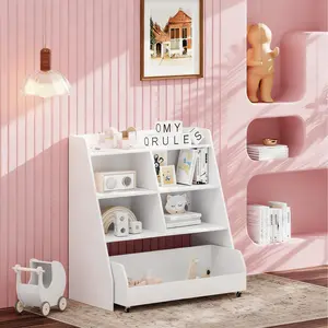 MIUvanity Kids Bookshelf and Toy Storage, 4 Layer Fabric Toddler Bookshelf, Toy Storage Organizer, Sling Kids Bookcase, for Playroom, Bedroom, Nursery, Classroom