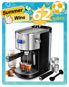 Commercial Espresso Machine 20 Bar, Compact Espresso Maker with Milk Frother Steam Wand, Expresso Coffee Machines with 45 OZ Removable Water Tank for Cappuccino, Latte, Home,summerwins