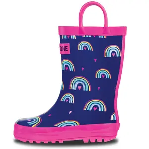 Hearts and Rainbows Kids Rain Boot - Casual Footwear with Fun Design and Adventure-Approved
