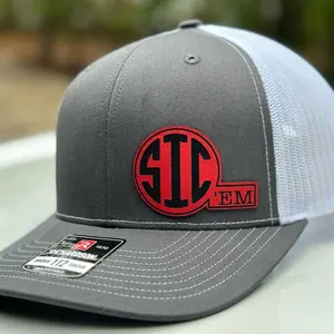 Sic ‘Em red leatherette patch hat