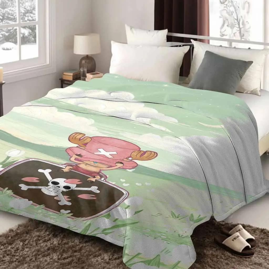 Flannel Blanket - Cute Reindeer Explorer & Cartoon Skull Pirate Prints - Soft, cozy, lightweight, warm decorative throw for sofa, bedroom - animal character, cartoon, graphic character blankets, animal character blankets