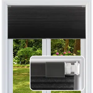 Cordless Cellular Shades No Drill No Tools Light Filtering Honeycomb Pleated Blinds for Windows Easy to Install Black 28" W x 48" H