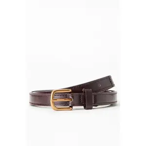 John Galt Women's Faux Leather Skinny Buckle Belt