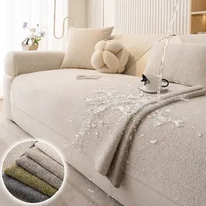 Waterproof Sofa Cover, Dustproof Sofa Cover, 1 Count Solid Color Sofa Cushion Cover, Soft Non-Slip Couch Cover For Pets, Washable Furniture Protector for 2/3/4 Seats, Thick Sofa Seat Pad for Living Room Couch, Washable Sofa Slipcover