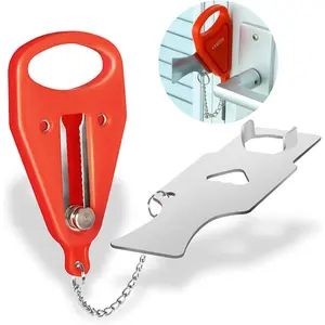 Home Security Door Lock, Portable Travel Doorlocks for Airbnb Hotel Room Bedroom Add Extra Safety Privacy Solid Removable No Drill Door Jammer Latch for House Apartment School Selfdefense Item