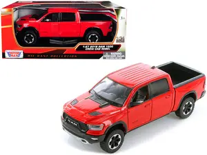 2019 RAM 1500 Rebel Crew Cab Pickup Truck Red 1:24 Diecast Model Car by Motormax