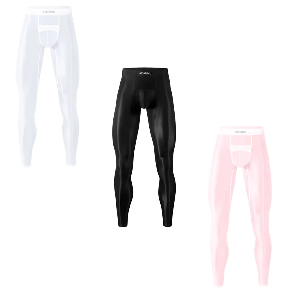 Men's High-Elasticity 9/10 Length Breathable Sheer Leggings - Nylon and Spandex Blend Fabric Suitable for Layering