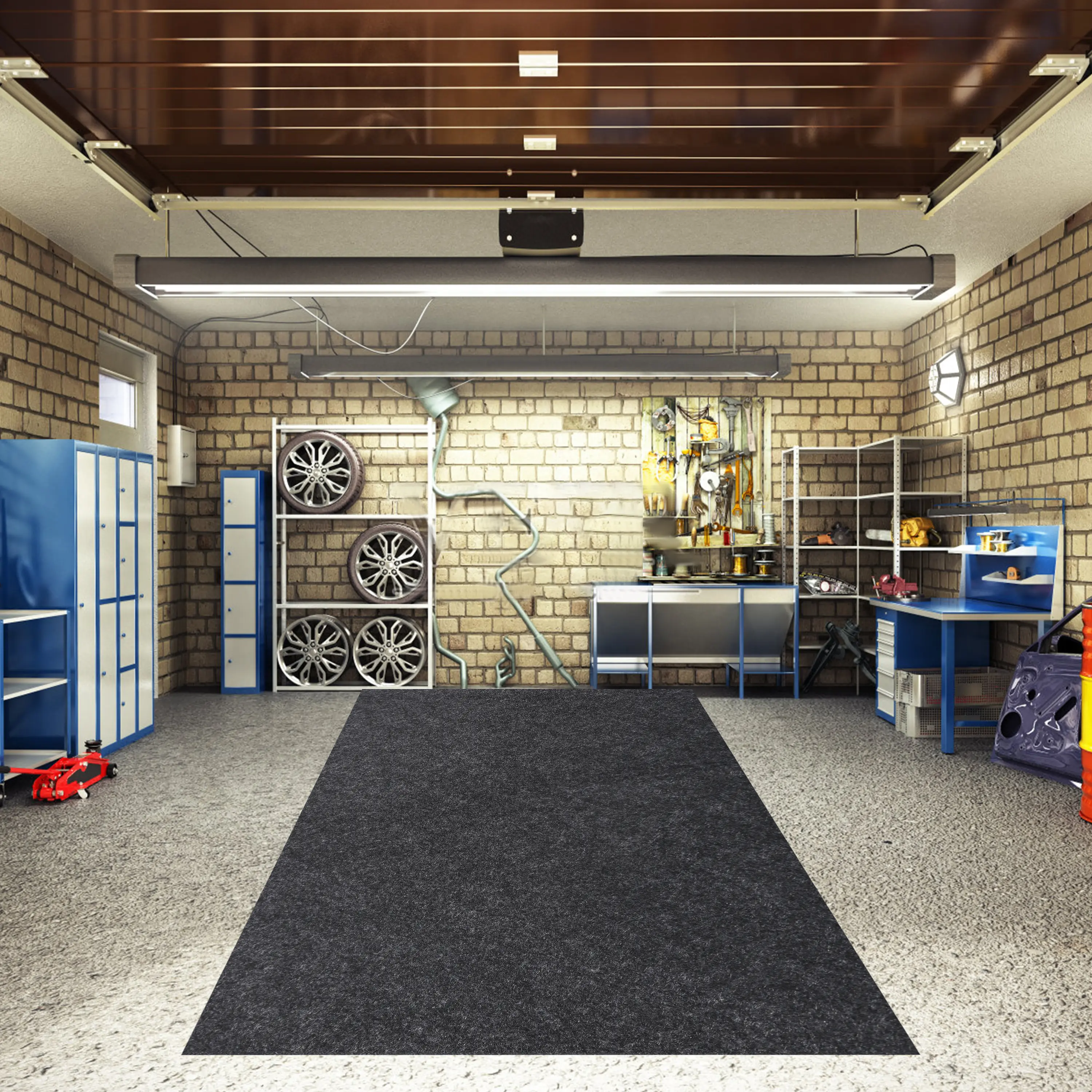 Garage Floor Matting, 100in x 88in Oil-Resistant Absorbent Protective Mat for Concrete Floors, Trimmable Edges, Tools & Hardware Applications