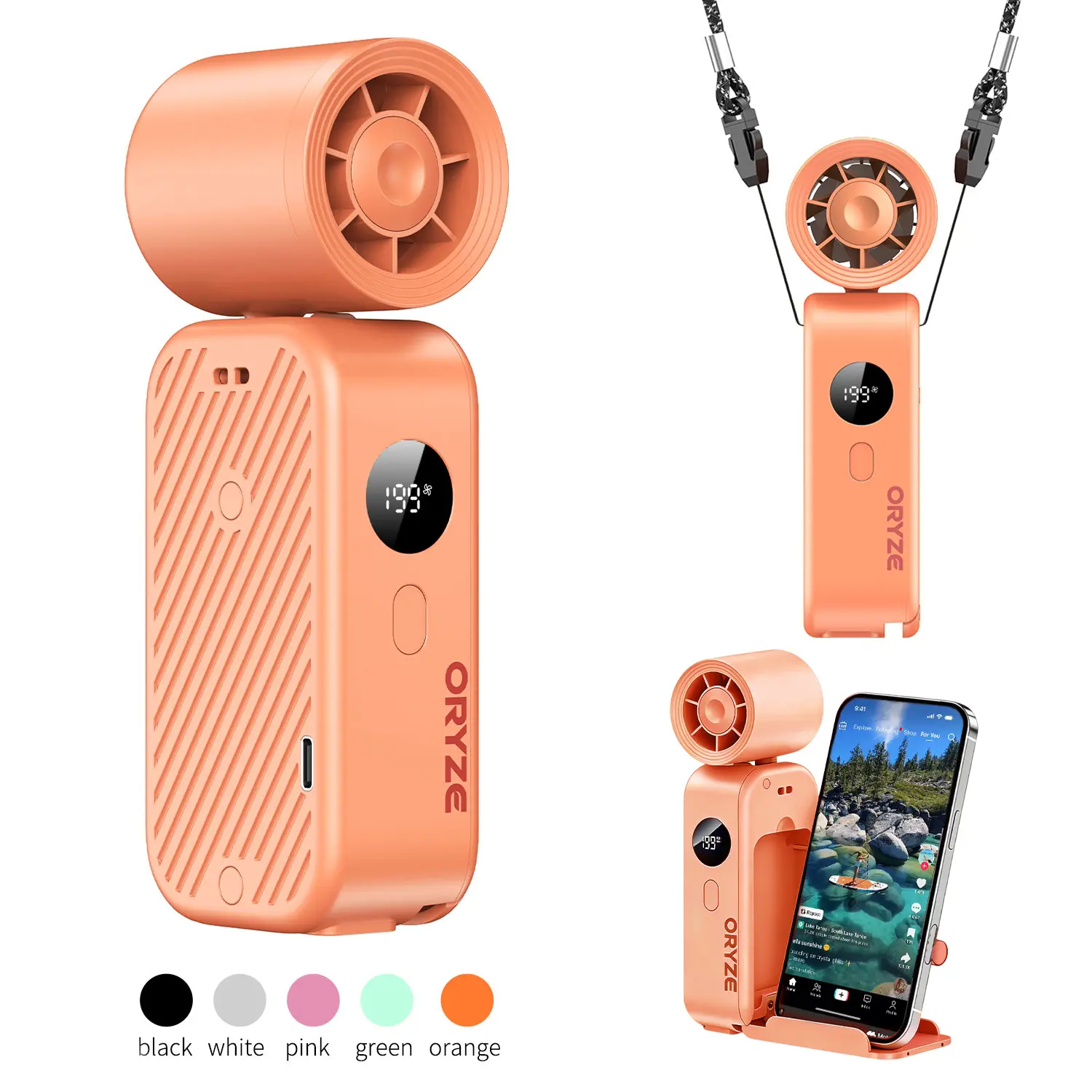 Portable Handheld Turbo Fan,fan viewing essential,5 Gear Wind,5000mAh Battery Operated,Up to 14 Working Hours,3 IN 1 Hand Fan Rechargeable with Air Turbo Tech Cooling Fan for Outdoor Activities, Travel,Working,Summer Selected Products tiktokshopsummersale