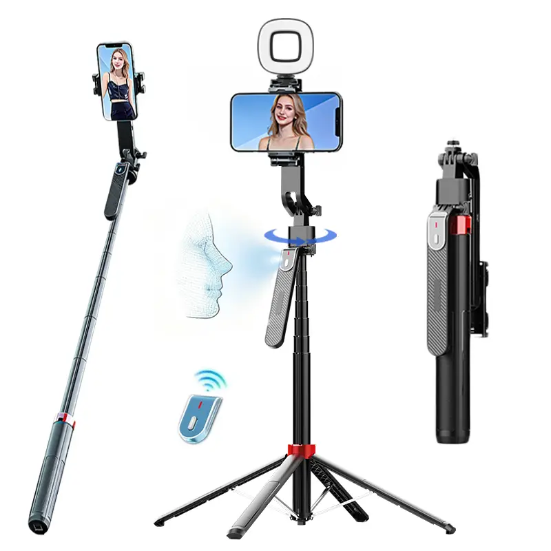70.8inch Auto Face Tracking Tripod for iPhone/Cell Phone/Android/Camera with Light and Remote, 360°Rotating Tripod Selfie Stick for Tiktok Live Streaming Video Recording Cellphone Travel Gadgets