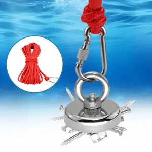 Super Strong 350lb Neodymium Fishing Magnet with 50mm Diameter, Powerful Remover for Heavy-Duty Safety Tags & Nail Removal, High Power Permanent Magnet, Rust-Resistant Coating hole countersunk vacation kitchen classroom beach black grout detect metal