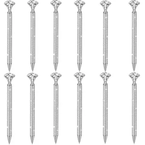 A Set of 12 Pcs Big Diamond Pens with Crystal Bling Rhinestone,Metal Glitter Diamond Ballpoint Black Ink Pens,Wedding Bridal Shower Favors for Birthday Halloween Christmas Party Gifts,Hand Tools Kits
