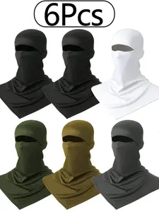 6Pcs-Long Sleeve Full Face Mask Head Cover, Breathable Sun Protection Towel for Men & Women, Sweat Absorbent Quick Dry Sports Fishing Cap